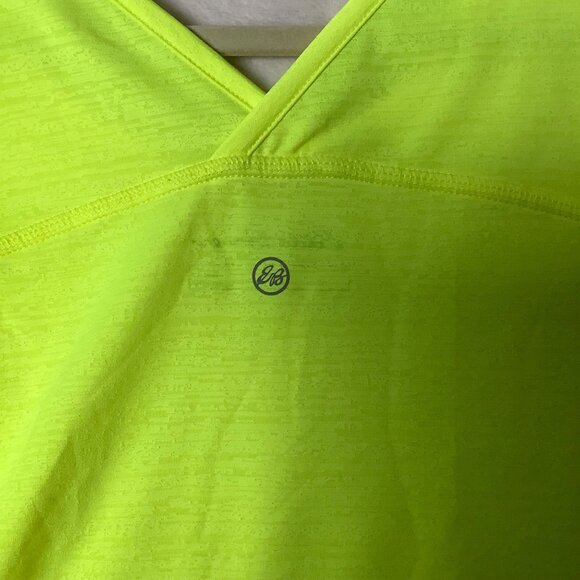Eddie Bauer V-Neck Back Athletic Active Top Shirt Neon Yellow Women Size Small - Picture 4 of 11
